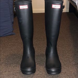 Tall Hunter Matte Black Rain Boots
